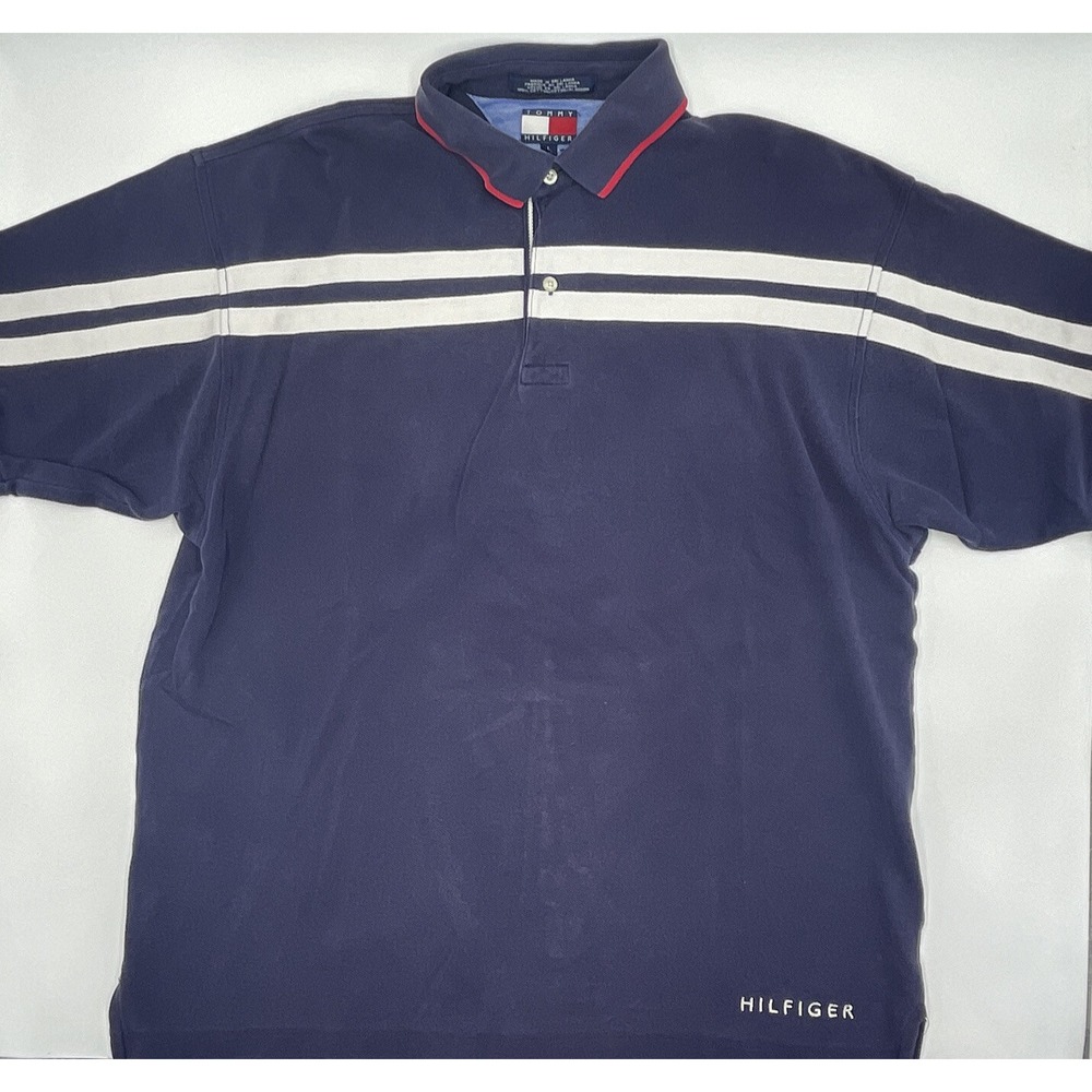 Tommy Hilfiger Polo Shirt Mens XL White Casual Short Sleeve Vintage